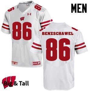 Men's Wisconsin Badgers NCAA #86 Luke Benzschawel White Authentic Under Armour Big & Tall Stitched College Football Jersey VL31P51PK